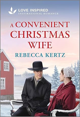 A man and woman sit on a sleigh in winter, with a red barn and snowy trees behind them. The book title "A Convenient Christmas Wife" is above.