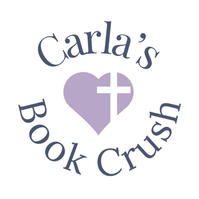"Logo of 'Carla's Book Crush' features a light purple heart with a black cross inside, surrounded by curved text on a black background."
